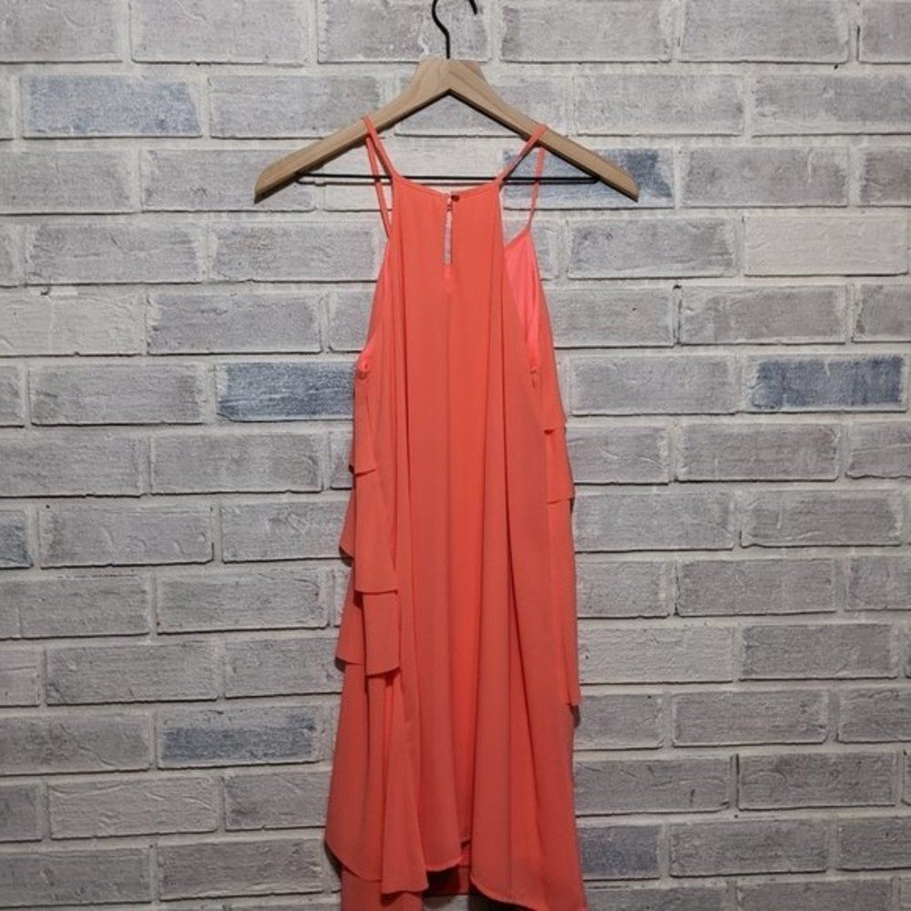 Ya Los Angeles Pink tiered trapeze‎ dress chiffon sz S - Picture 3 of 7